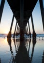 Hermosa Beach Pier Sunset Beneath Pier Royalty Free Stock Photo