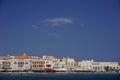 Hermoupolis, Syros, Greece: Hotels and Cafes on the Waterfront Royalty Free Stock Photo