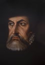 Hernan Cortes Portrait painted by Paulo Giovio Royalty Free Stock Photo