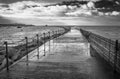 Herne Bay breakwater black and white image Royalty Free Stock Photo