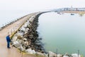 Herne Bay, Kent, the breakwater called Neptune`s arm. Royalty Free Stock Photo