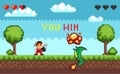 Hero Battle in Pixel Video Game Royalty Free Stock Photo