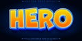 Hero cartoon text effect, editable superhero and comic text style Royalty Free Stock Photo