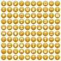 100 hero icons set gold