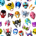 Hero mask vector superhero masque and masking face cartoon character illustration set of powerful masked symbol isolated Royalty Free Stock Photo