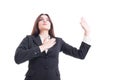 Hero shot of young female lawyer making oath gesture Royalty Free Stock Photo
