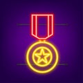 Hero of the Soviet Union gold star award. Neon icon. Motion graphics