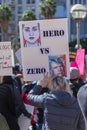 Hero vs zero sign at People`s Rally Against Gun Violence