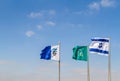 Flags of Israel in the wind Royalty Free Stock Photo
