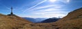 Heroes` Cross on Caraiman Peak - panoramic view Royalty Free Stock Photo