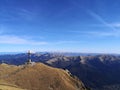 Heroes` Cross on Caraiman Peak - panoramic view Royalty Free Stock Photo