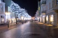 Heroes of Monte Cassino Street Bohaterow Monte Cassino with Christmas time at night