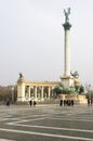 Heroes Square in Budapest has statues of Hungary`s past.