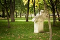 Heroes Square, Dnepropetrovsk, Ukraine - 10/18/2020: Autumn landscape. Stone park nymph