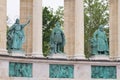Heroes Square, Hosok tere, statues of Stephen I, Ladislaus I and Coloman of Hungary, detail of left colonnade, Budapest