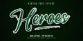 Heroes text, green color and shiny silver style editable text effect