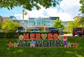 Heroes At Work Sign in Front of Medical Center