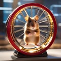 A heroic hamster in a high-tech wheel, rolling into action to save the day4