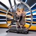 A heroic hamster in a high-tech wheel, rolling into action to save the day2