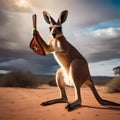 A heroic kangaroo with a boomerang shield, defending the outback from danger4