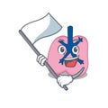 A heroic lung mascot character design with white flag