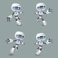 Heroic pose robot technology set vector illustration Royalty Free Stock Photo