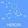 Heroin molecular structure isolated flat vector sign. Skeletal formula