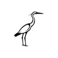 Heron silhouette, bird logo template Royalty Free Stock Photo