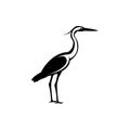 Heron silhouette, bird logo template Royalty Free Stock Photo