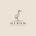 heron bird with line art style logo vector icon design. pelican, flamingo, template illustration Royalty Free Stock Photo