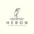 heron bird with minimalist linear style logo vector icon design. pelican, flamingo, template illustration Royalty Free Stock Photo