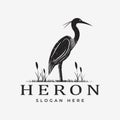 Heron bird Stork silhouette design logo, design template Royalty Free Stock Photo