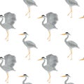 Heron bird watercolor seamless pattern animal