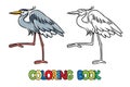 Funny heron in the swamp. Coloring book series
