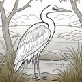 Heron Coloring Page: Flat Shading Art Inspired By Ivory Coast