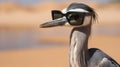 Heron In The Desert: A Humorous Caricature In 8k Resolution