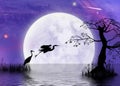 Heron fantasy moonscape Royalty Free Stock Photo