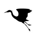 The heron is flying vector illustration black silhouette Royalty Free Stock Photo