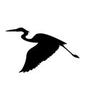 The heron is flying vector illustration black silhouette