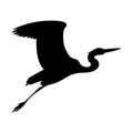 Heron flying, vector illustration , black silhouette Royalty Free Stock Photo