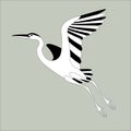 heron flying , vector illustration , lining draw, profile