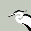 heron head , vector illustration , flat style, profile Royalty Free Stock Photo