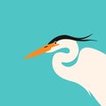 heron head , vector illustration , flat style, profile Royalty Free Stock Photo