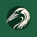 Monochromatic Pelican Logo On Wooden Background