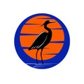 Heron logo with sun and sky