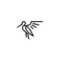 Heron pelican stork vector logo lineart line outline monoline icon design stock gulf bird coast beach illustration abstract ibis l