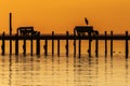 Heron Perched on Fairhope, AL, Pier Royalty Free Stock Photo