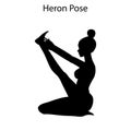 Heron pose yoga workout silhouette. Healthy lifestyle vector illustration