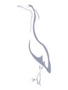 Heron silhouette, slender water bird for design