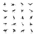 Heron silhouette, Heron vector illustration, Bird silhouette, Heron icon set Royalty Free Stock Photo